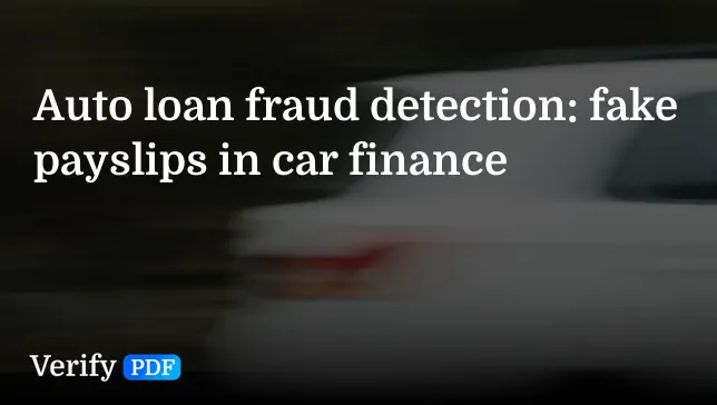 Auto loan fraud detection: fake payslips in car finance