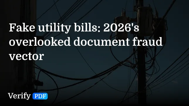 Fake utility bills: 2026's overlooked document fraud vector