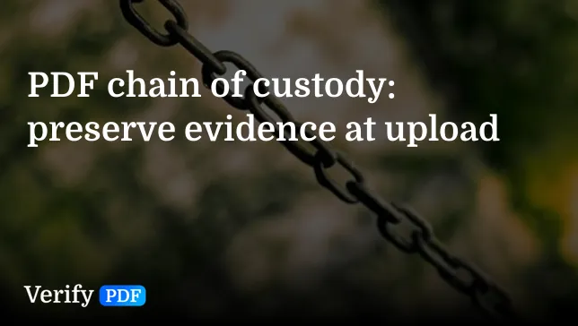 PDF chain of custody: preserve evidence at upload