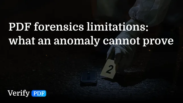 PDF forensics limitations: what an anomaly cannot prove