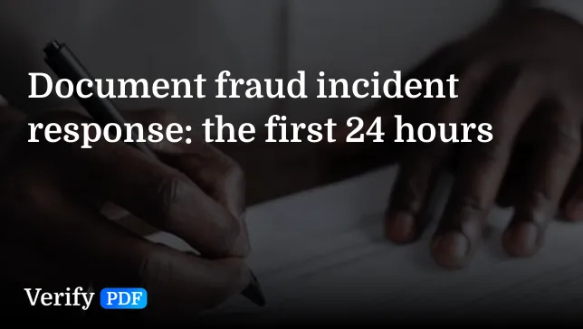 Document fraud incident response: the first 24 hours
